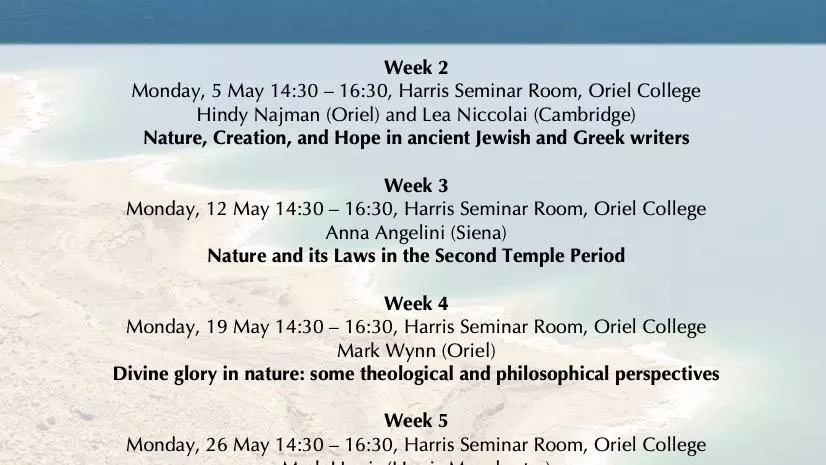 nature and creation lecture series tt25 